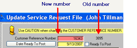 The new number and the old number appear in the example above.
